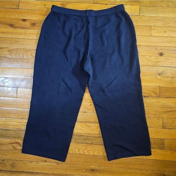 St John Collection Knit Cropped Wide Leg Pants Blue 14 - Picture 2 of 6